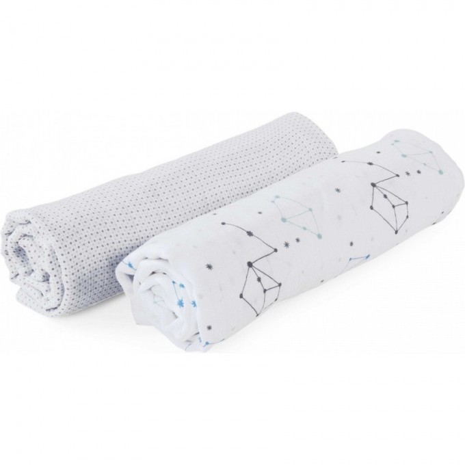 Муслиновая простынка CHICCO ZODIAC, 2шт, Белый 9010991960990 Муслиновая простынка CHICCO ZODIAC, 2шт, Белый 9010991960990