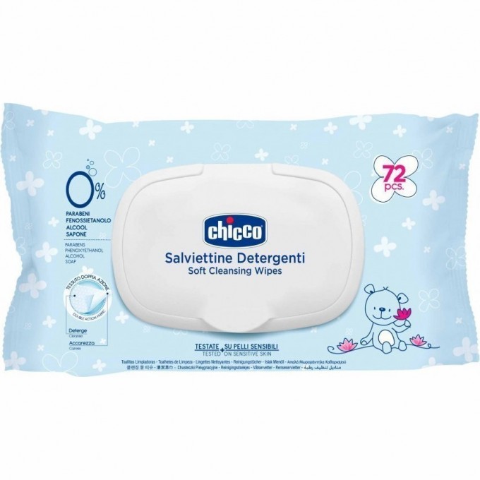 Очищающие салфетки CHICCO, 72 шт, Голубой 00009163000000 Очищающие салфетки CHICCO, 72 шт, Голубой 00009163000000